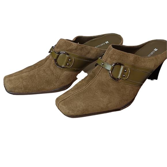 Naturalizer Womens Suede Leather Mule 10M Olive Green Bantam Heeled - Picture 5 of 10